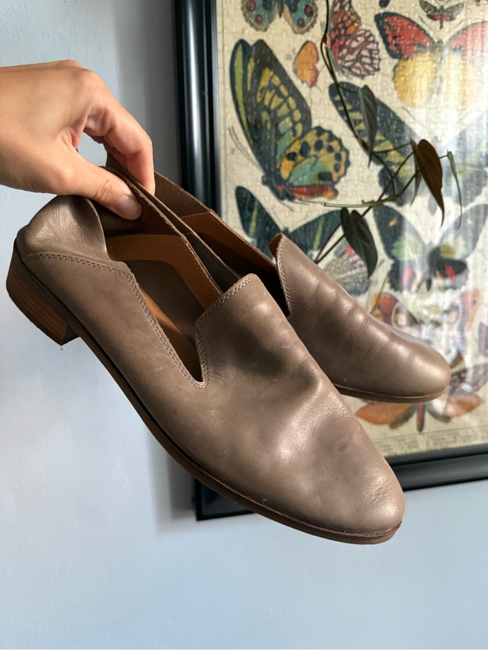 Taupe Slip-On Leather Loafer - Flat